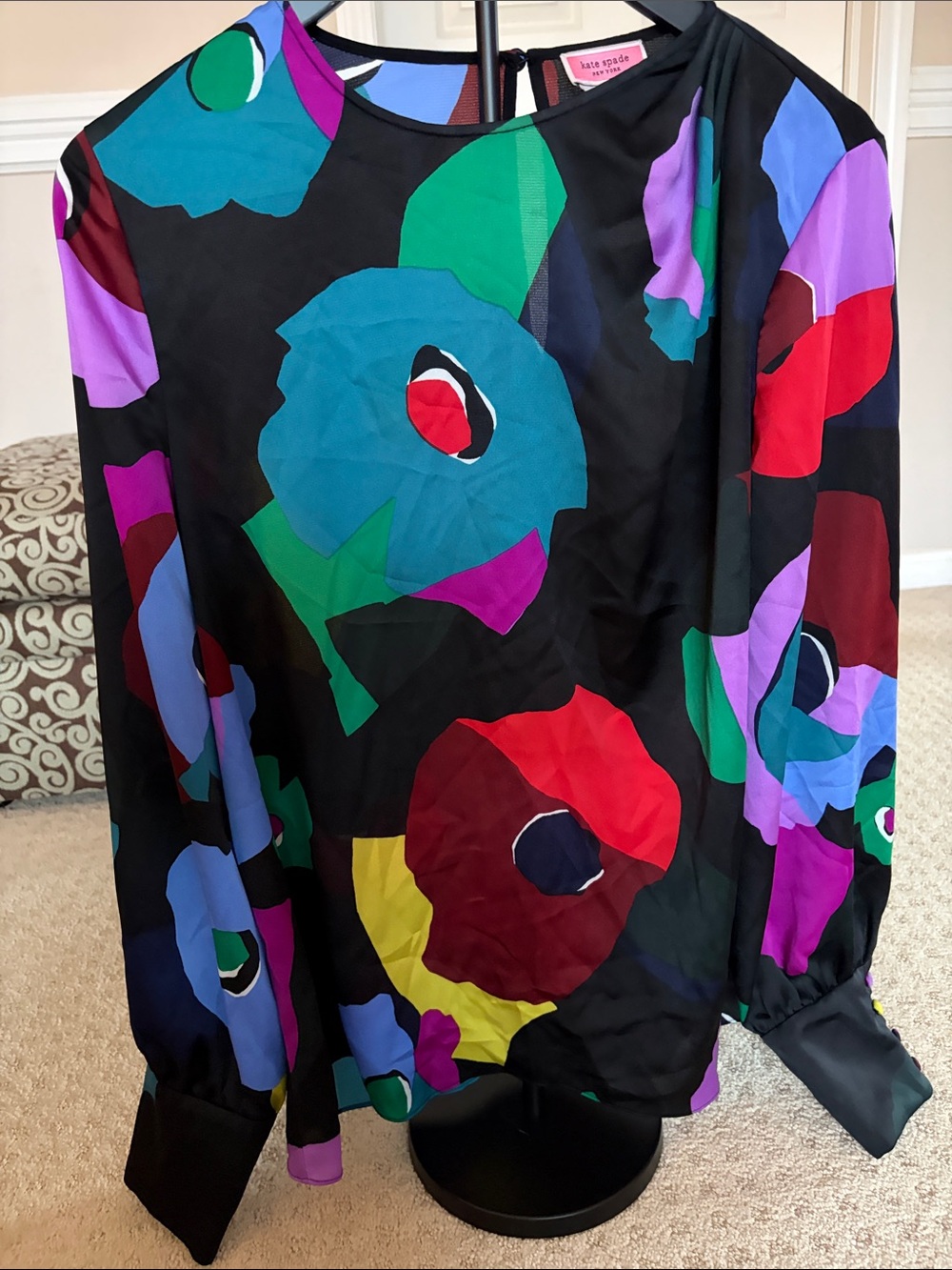 kate spade Black Multicolor Floral Pop Art Blazer Jacket